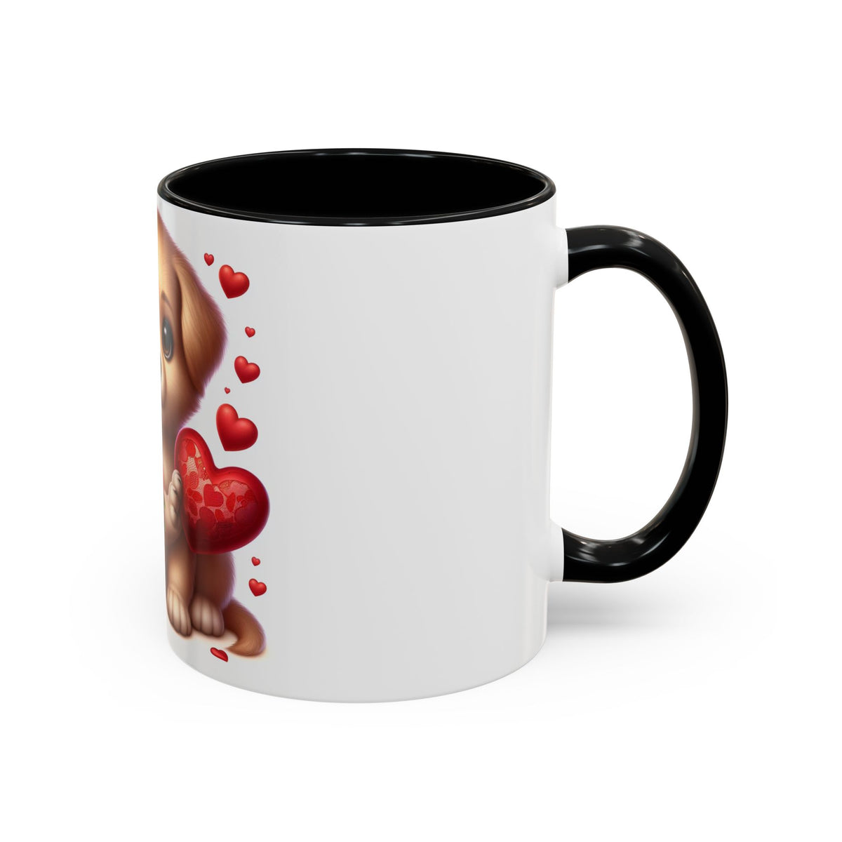 "Puppy and Roses" Accent Coffee Mug (11, 15oz) - OLM Store