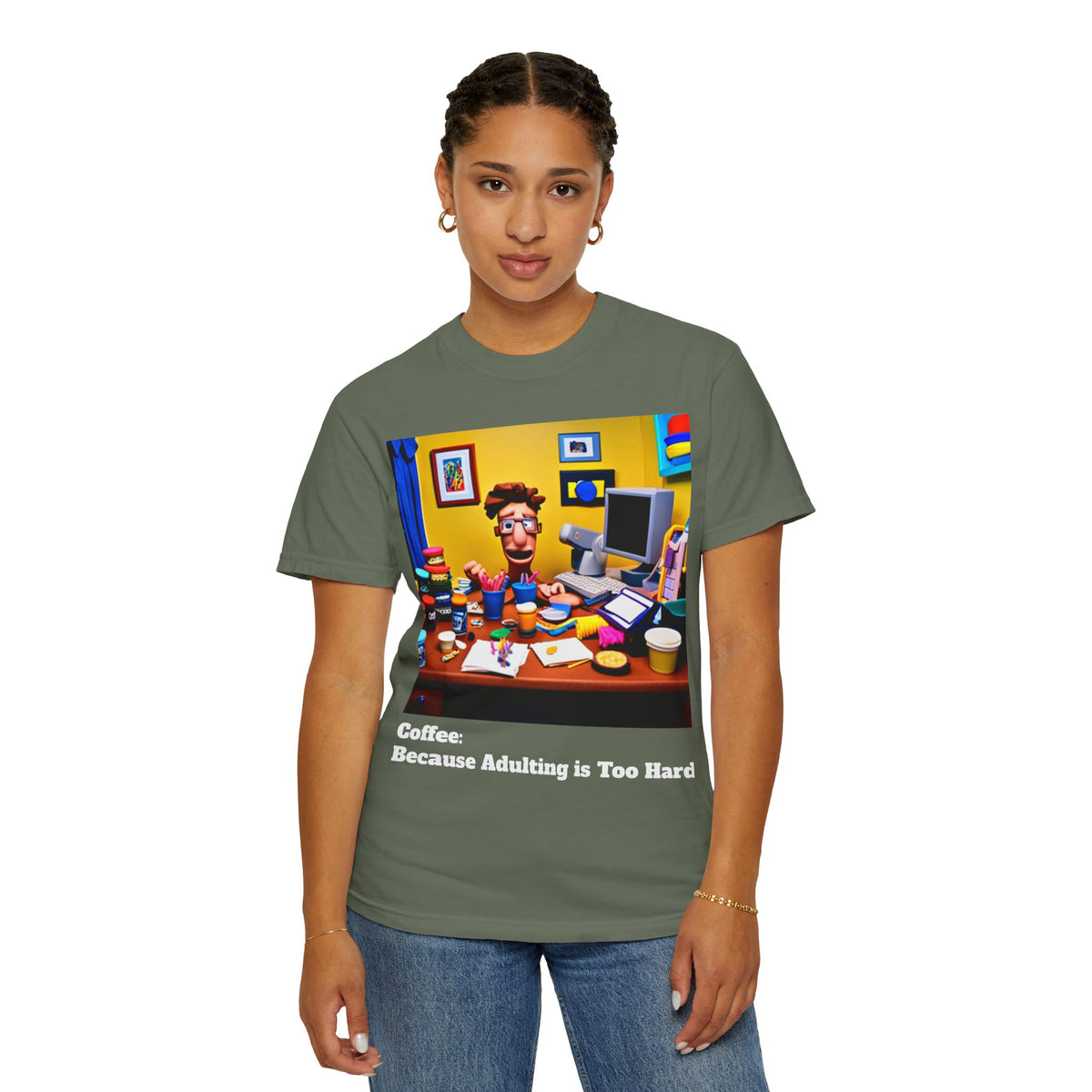 Unisex "Coffee: Because Adulting is Too Hard" Garment-Dyed T-shirt - OLM Store