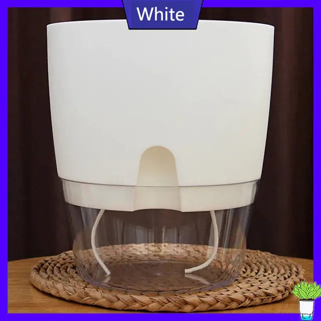 Transparent Double-Layer Self-Watering Flower Pot - OLM Store