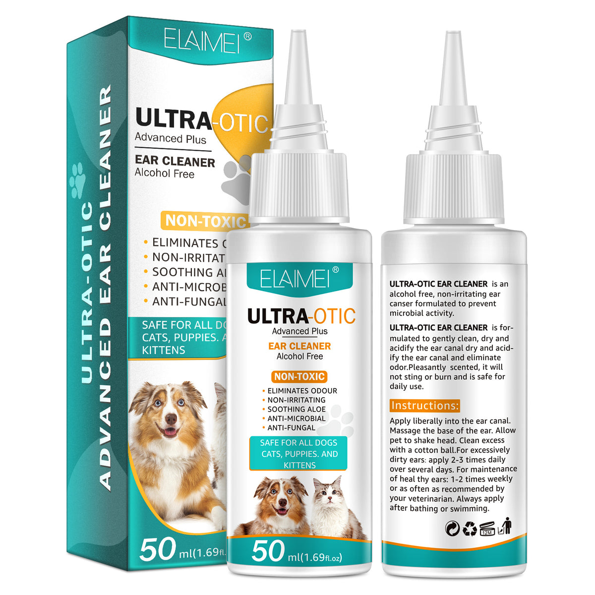 Gentle Pet Ear Cleaning Solution - 50ml for Healthy Happy Pets