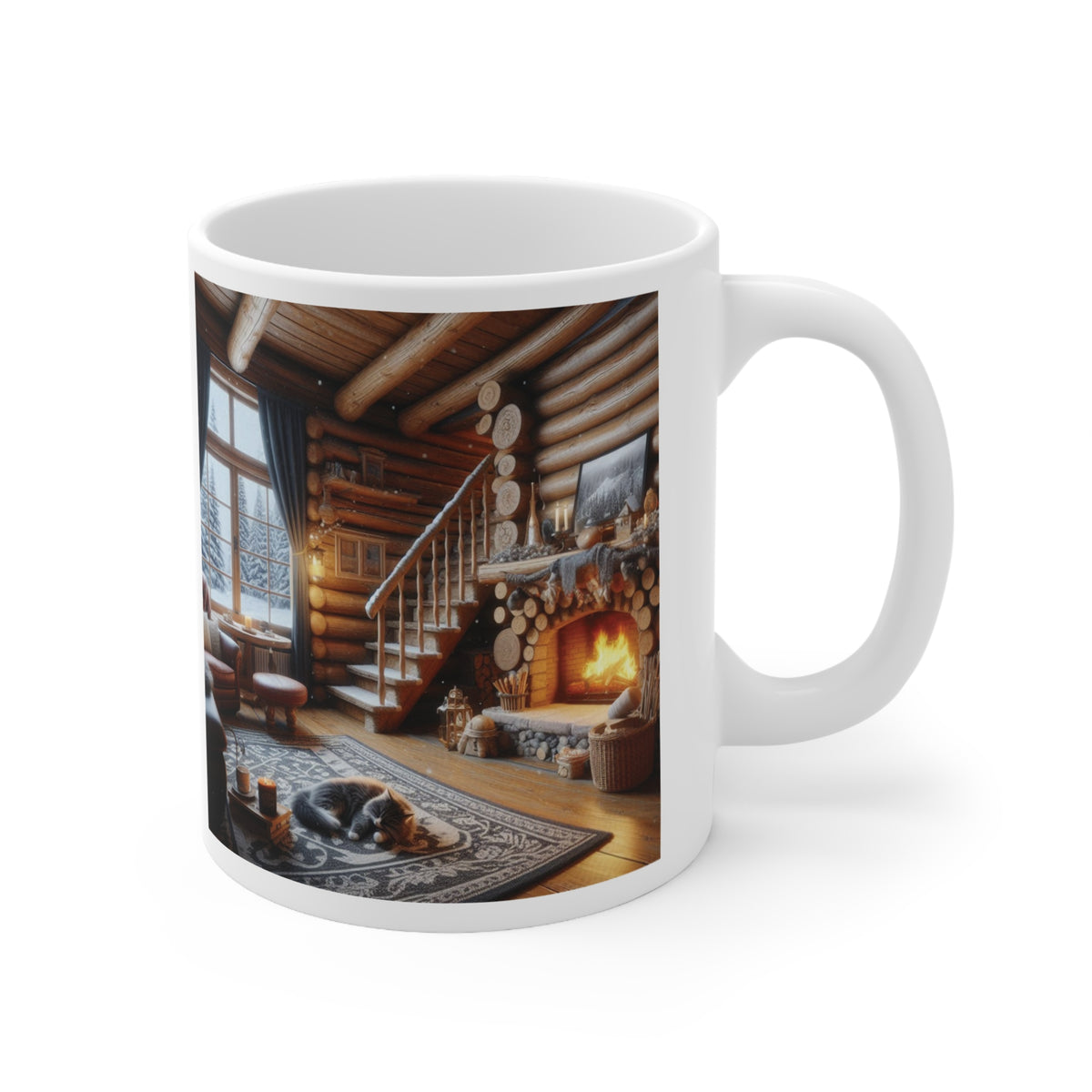 White Ceramic Log Cabin Mug, 11oz - OLM Store