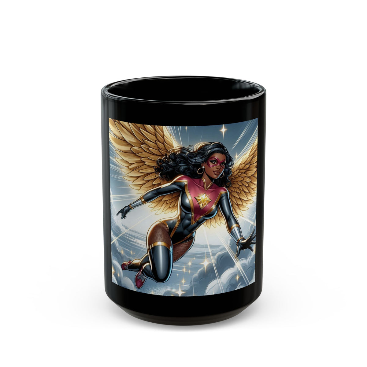 Empower Your Morning with the Aurora Ebony Superhero Mug