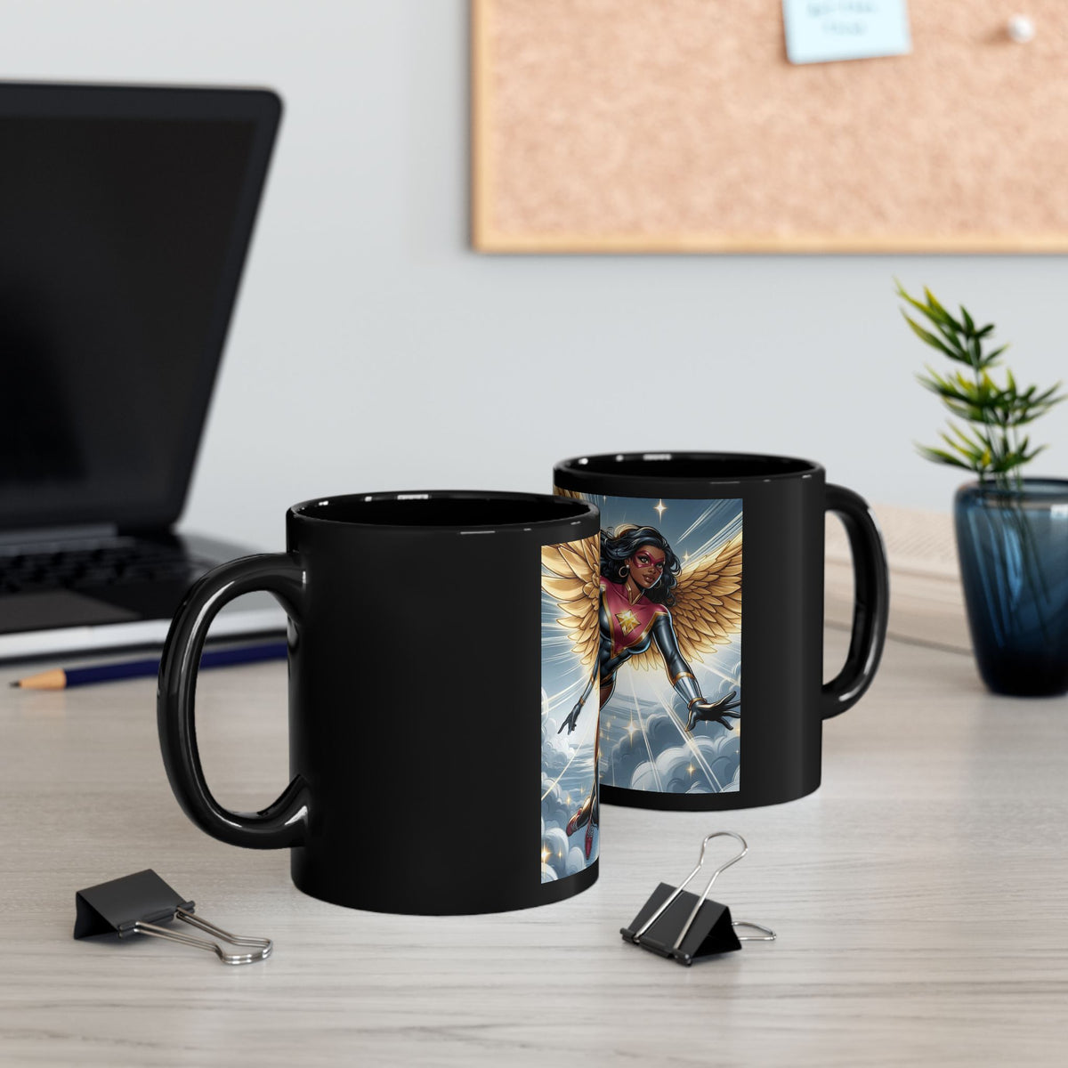 Empower Your Morning with the Aurora Ebony Superhero Mug