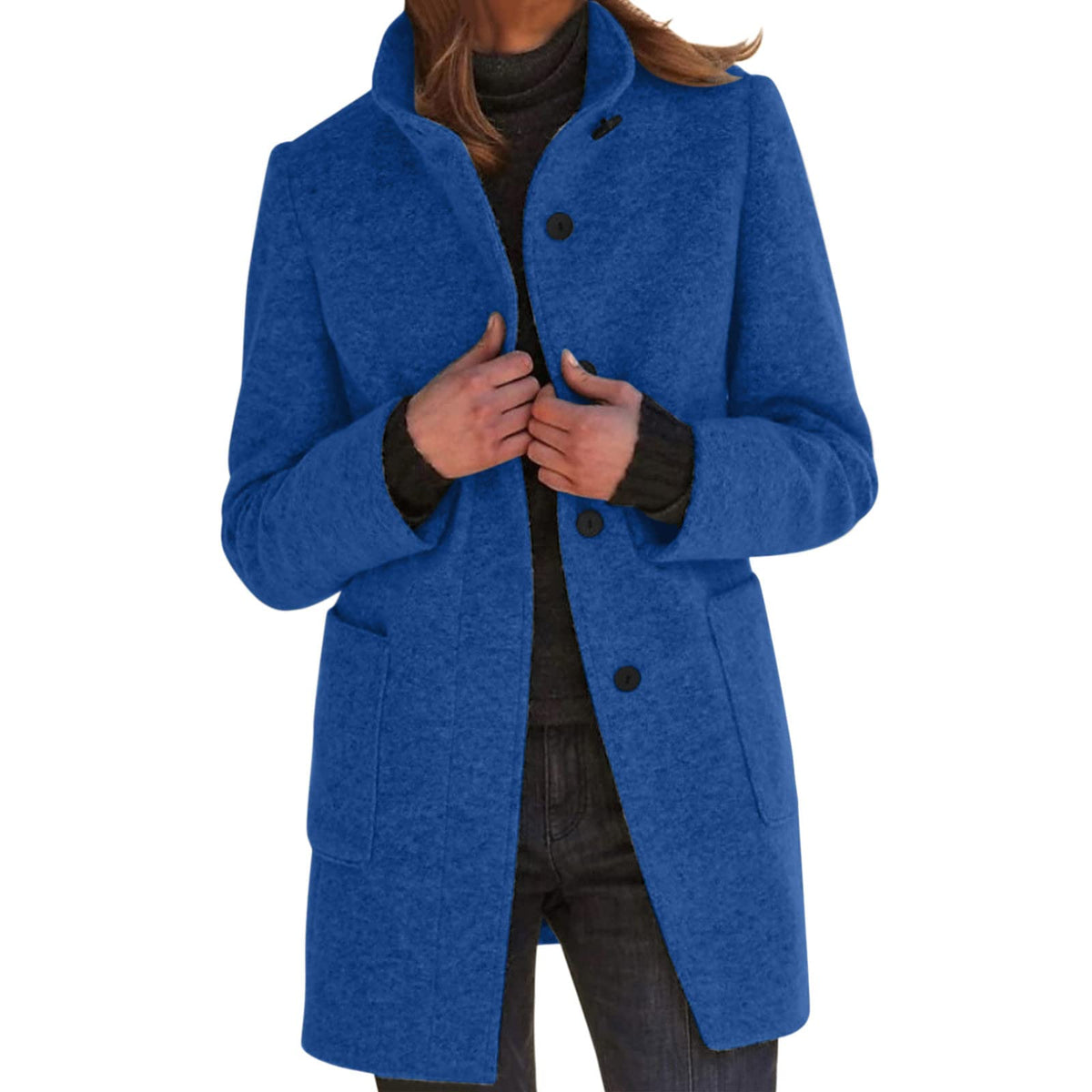 Women's Long Dark Blue Overcoat