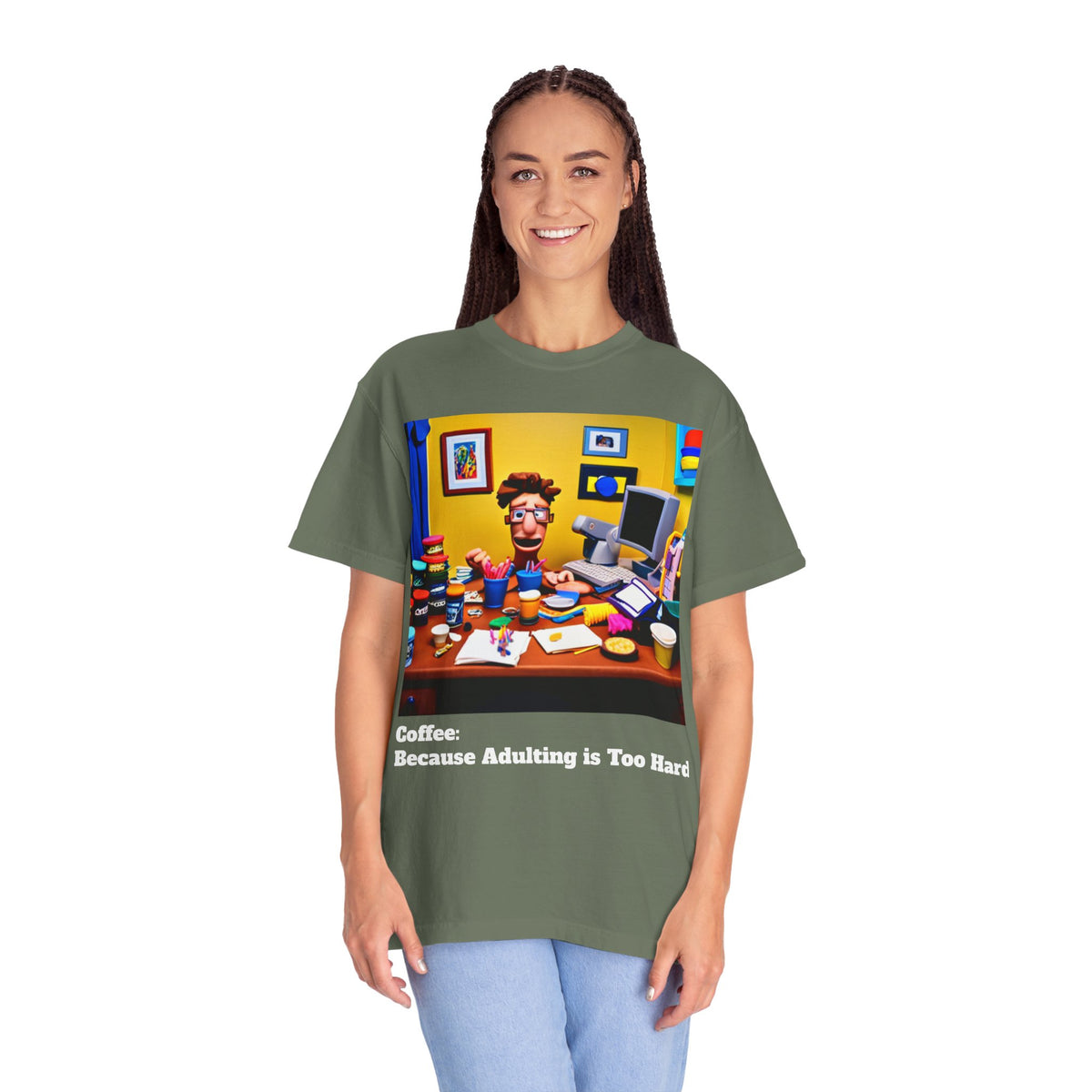 Unisex "Coffee: Because Adulting is Too Hard" Garment-Dyed T-shirt - OLM Store