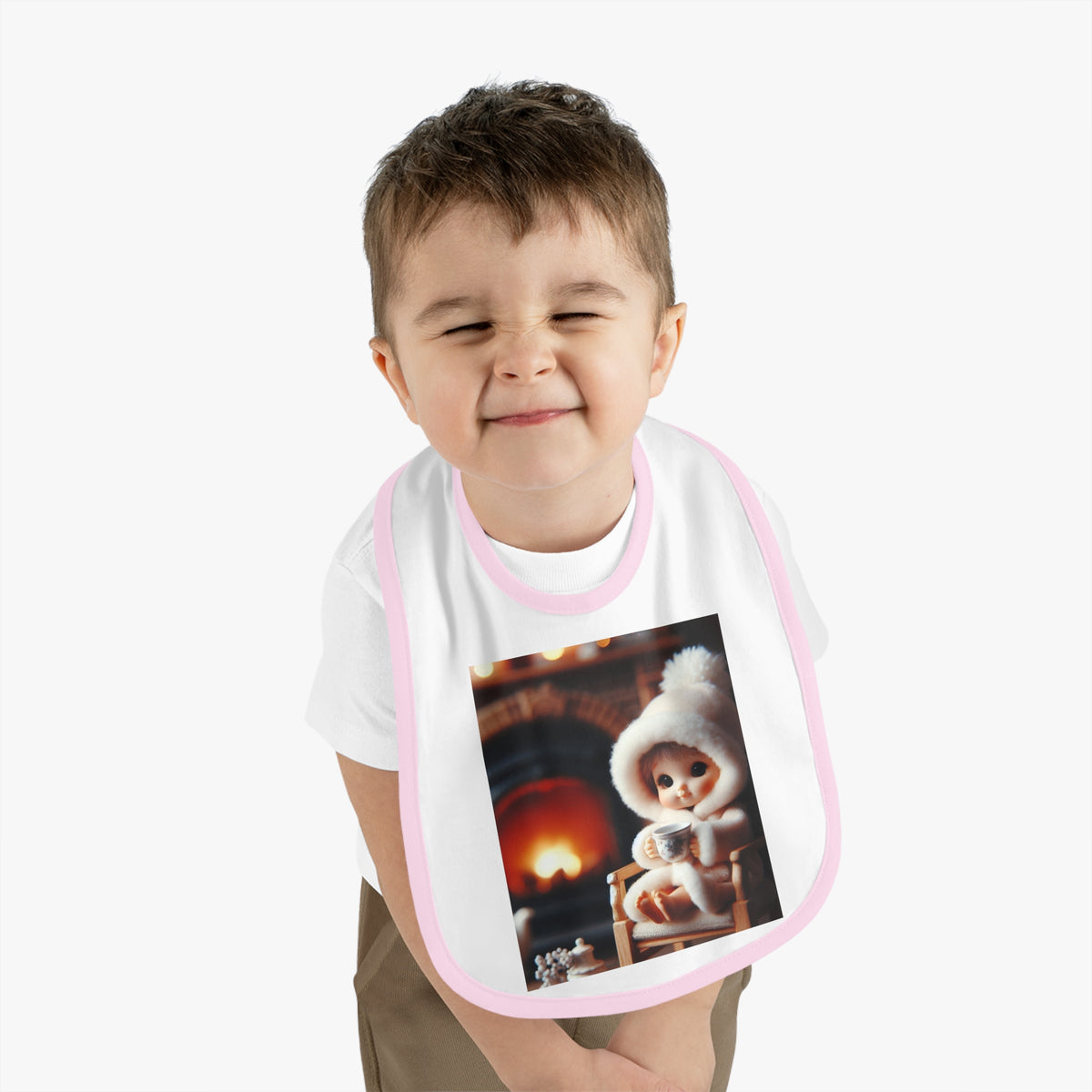 "Cozy Fire" Baby Contrast Trim Jersey Bib - OLM Store