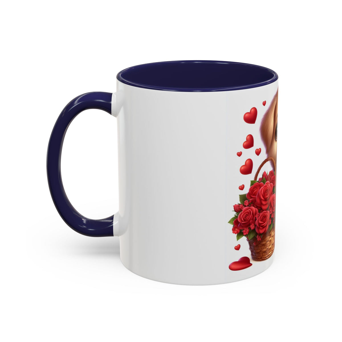 "Puppy and Roses" Accent Coffee Mug (11, 15oz) - OLM Store