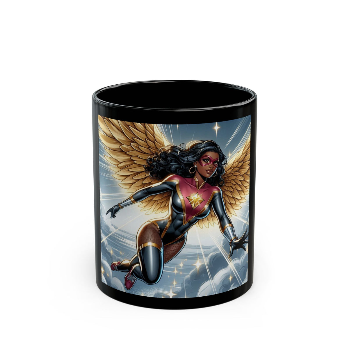 Empower Your Morning with the Aurora Ebony Superhero Mug