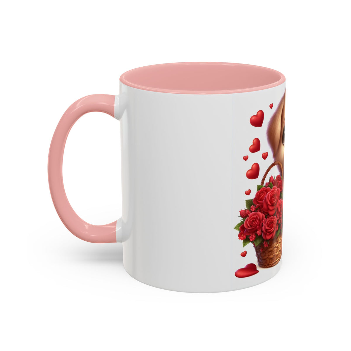 "Puppy and Roses" Accent Coffee Mug (11, 15oz) - OLM Store
