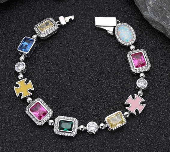 Elevate Your Style with the Gold-Plated Hip-Hop Gemstone Necklace