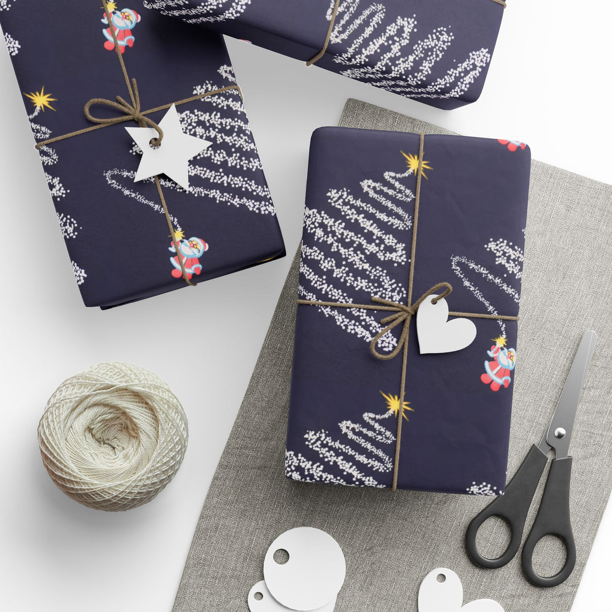 Celebratory Firework Christmas Tree Wrapping Paper for Enchanting Gifts