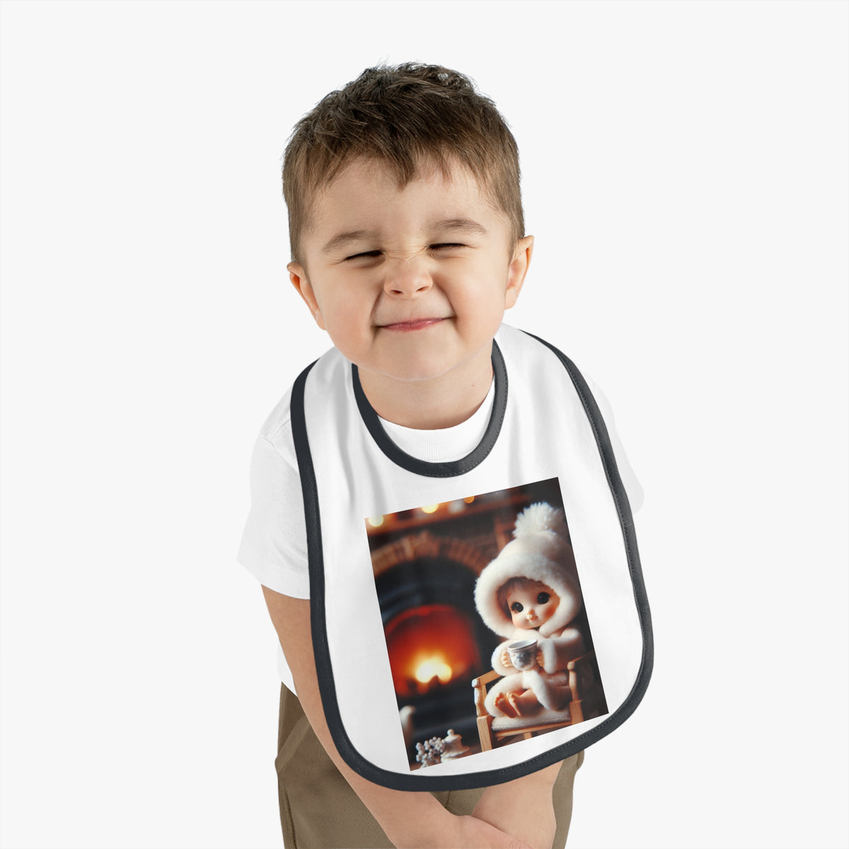"Cozy Fire" Baby Contrast Trim Jersey Bib - OLM Store
