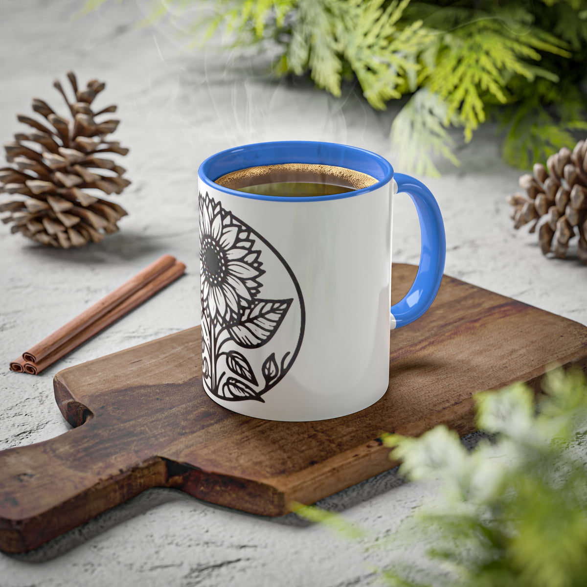 Brighten Your Mornings with Our White Sunflower Coffee Mug