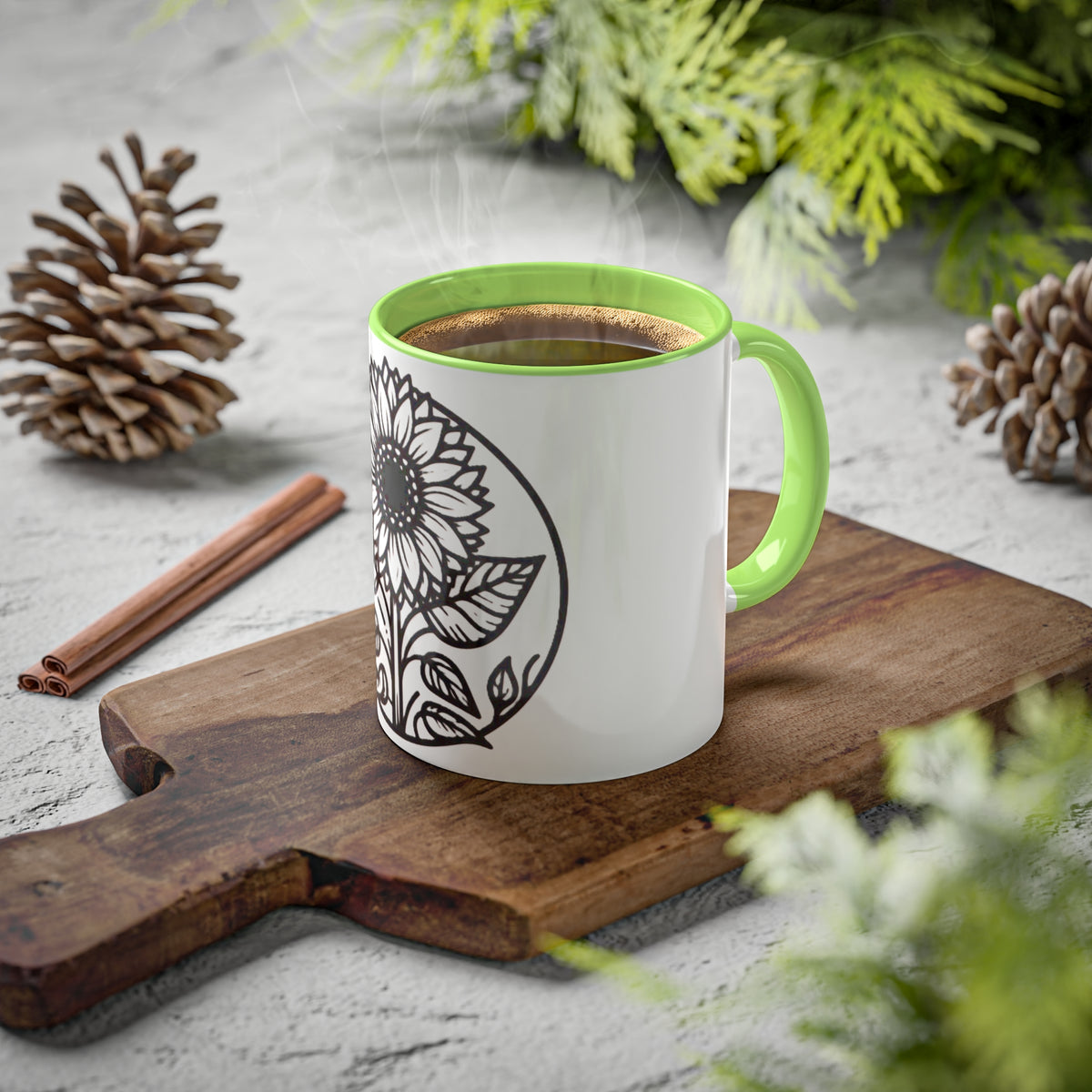 Brighten Your Mornings with Our White Sunflower Coffee Mug