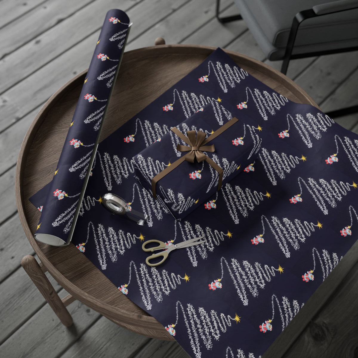 Celebratory Firework Christmas Tree Wrapping Paper for Enchanting Gifts