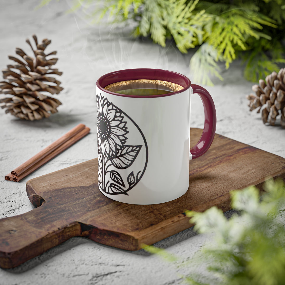 Brighten Your Mornings with Our White Sunflower Coffee Mug