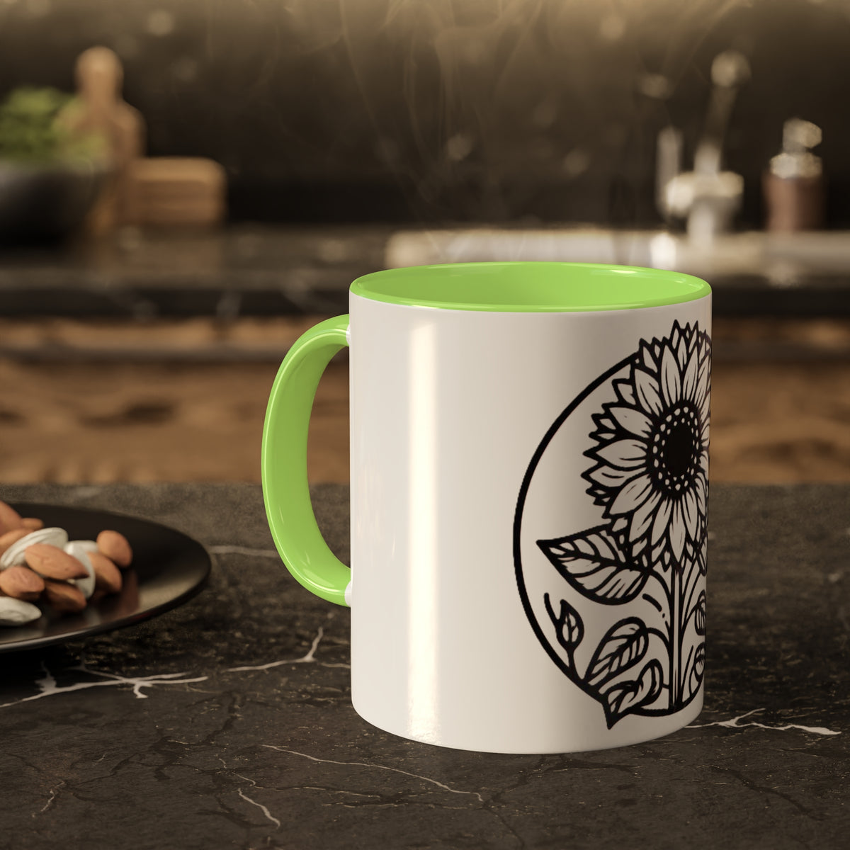 Brighten Your Mornings with Our White Sunflower Coffee Mug