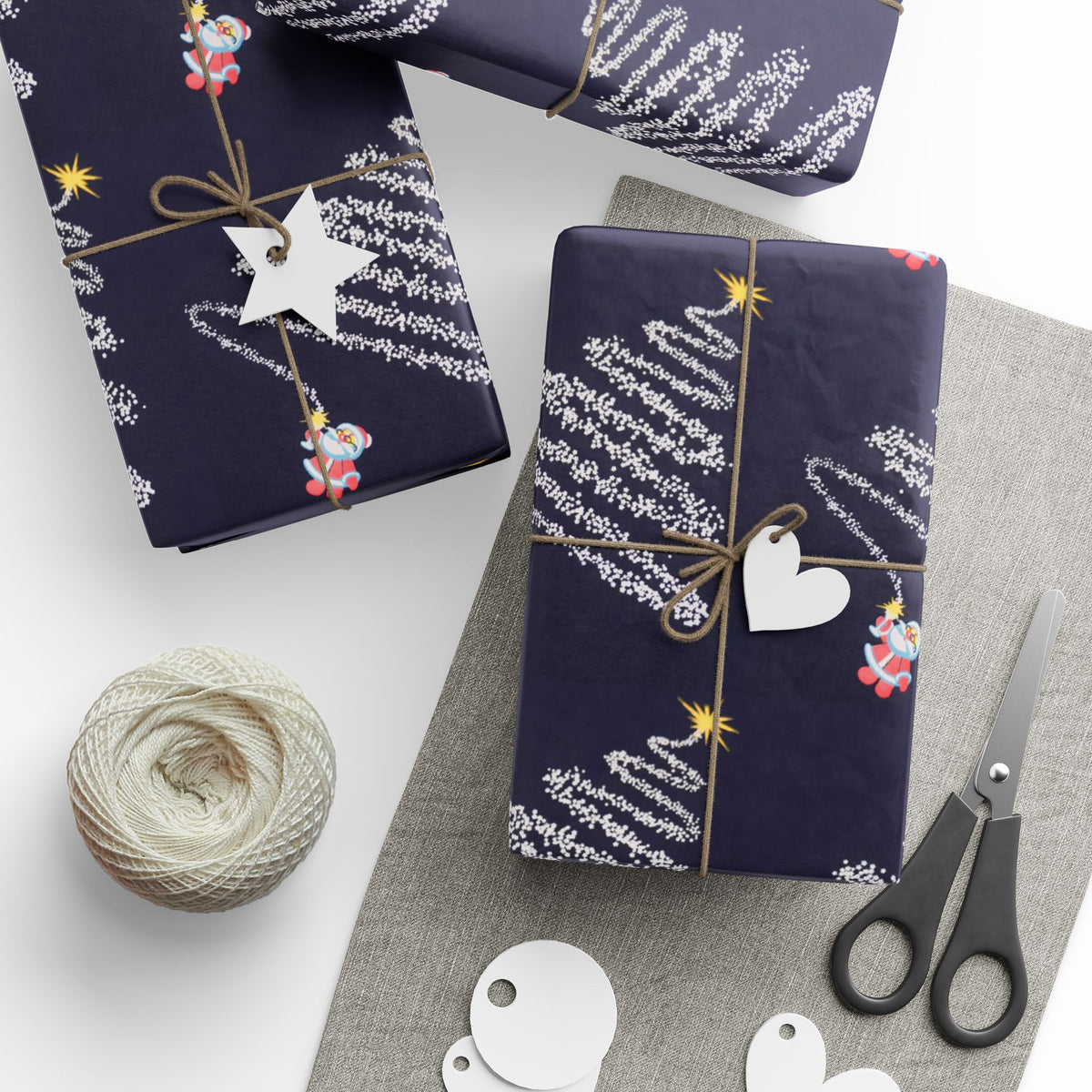 Celebratory Firework Christmas Tree Wrapping Paper for Enchanting Gifts
