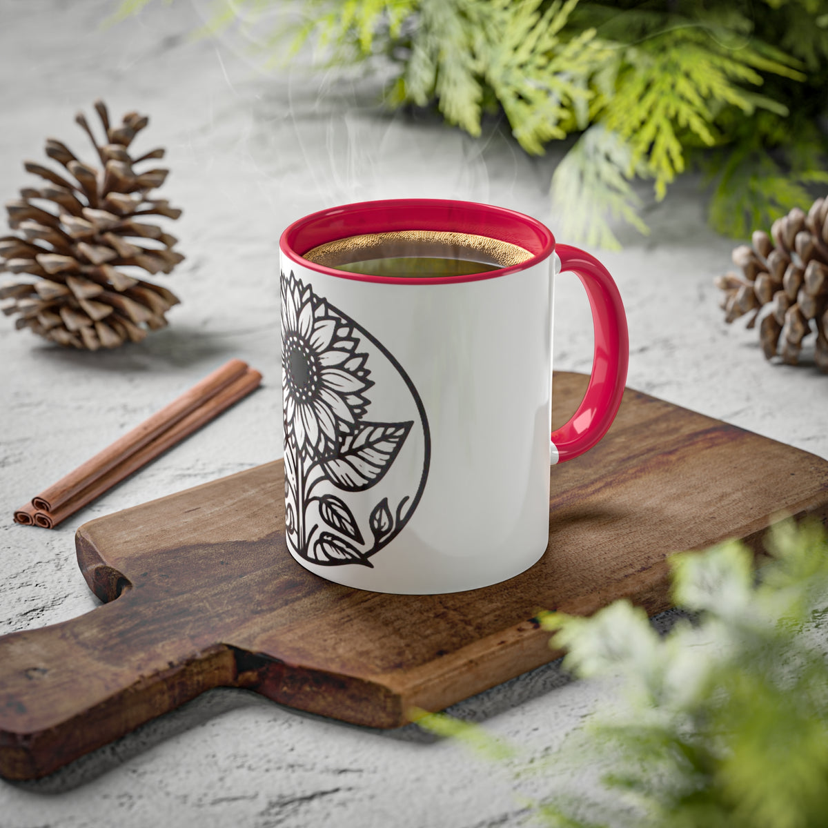 Brighten Your Mornings with Our White Sunflower Coffee Mug