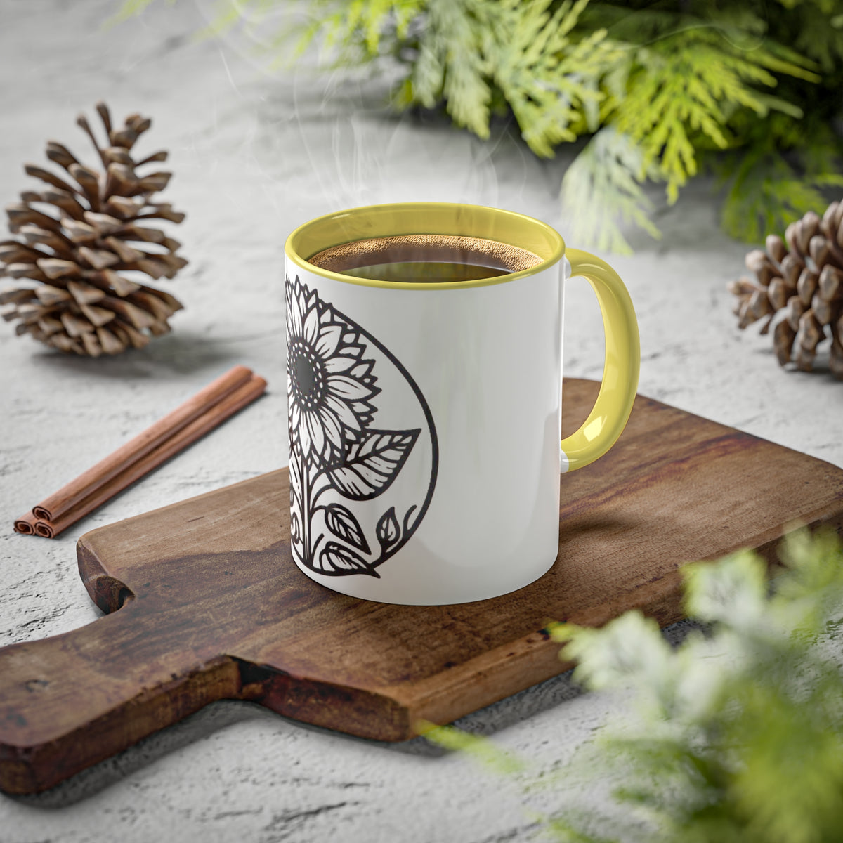 Brighten Your Mornings with Our White Sunflower Coffee Mug