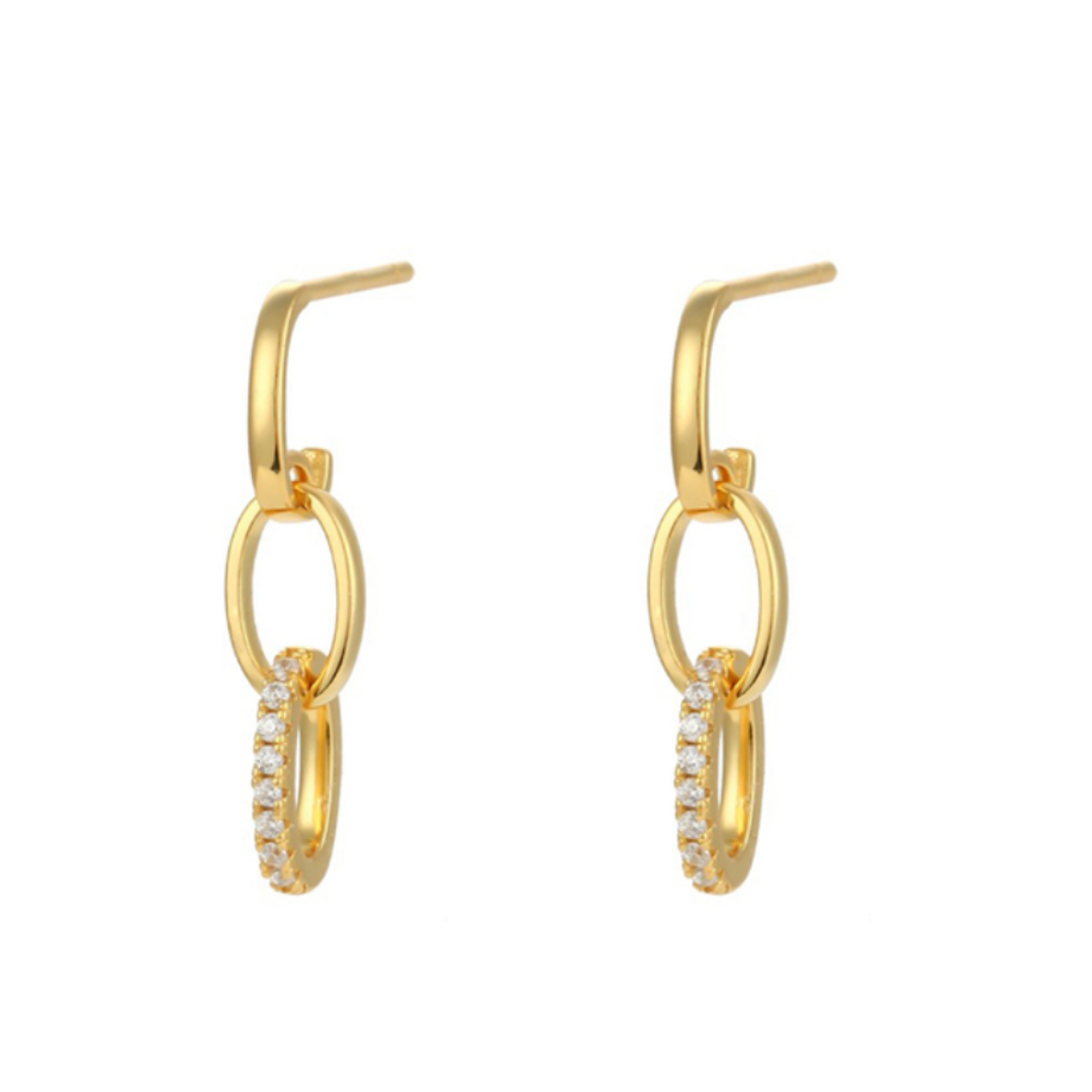 Eva Gold-Plated Sterling Silver Double-Hoop Earrings with Cubic Zirconia