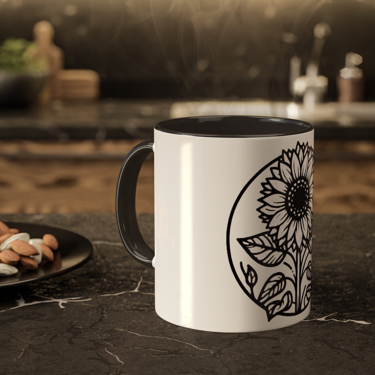Brighten Your Mornings with Our White Sunflower Coffee Mug