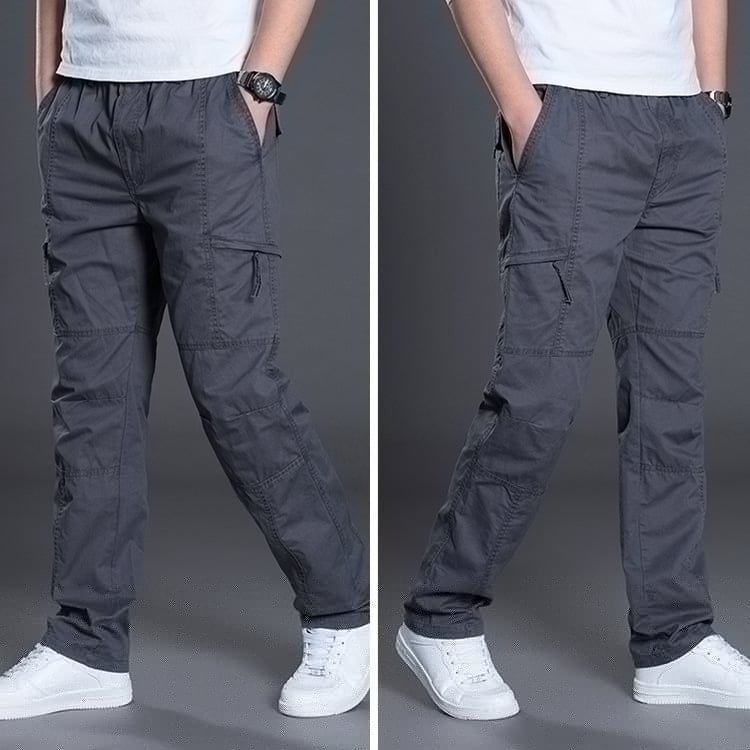 Men’s Plus Size Cotton Trousers with Pockets