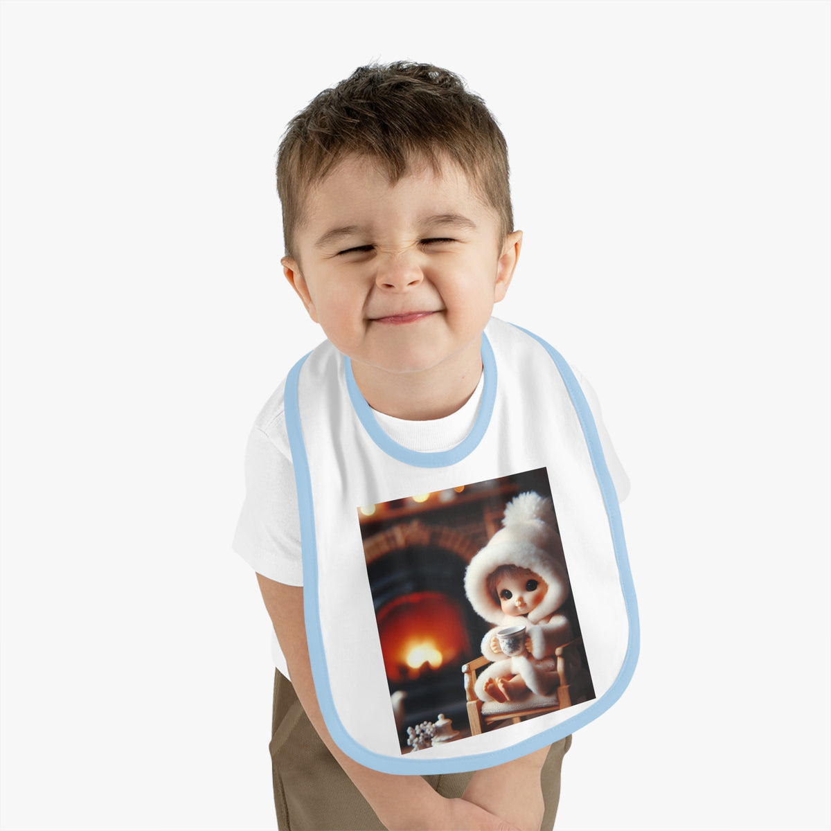 "Cozy Fire" Baby Contrast Trim Jersey Bib - OLM Store