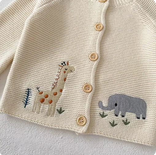Embroidered Cotton Sweater for Infants - Keep Your Baby Stylish and Cozy