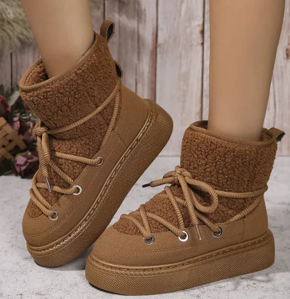 Cozy Lace-up Snow Boots: Step Into Style and Warmth This Winter!