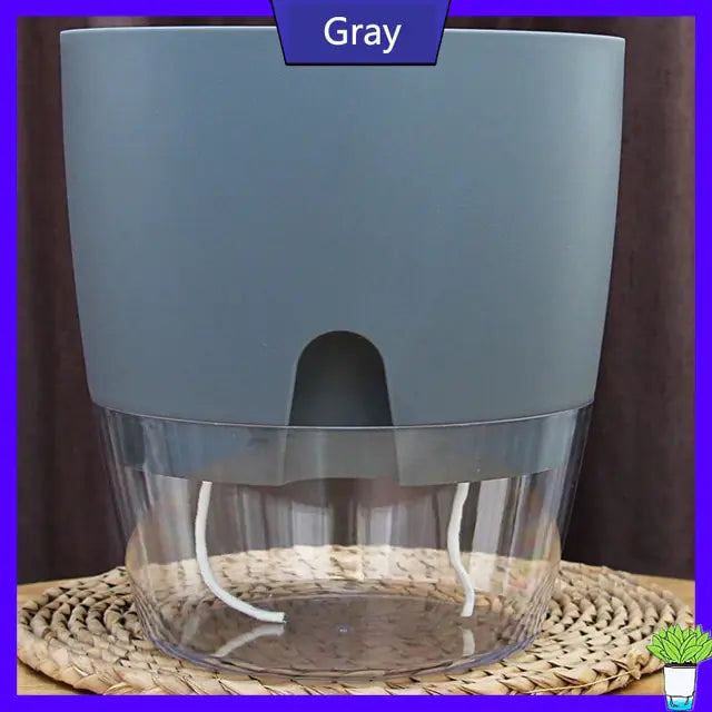 Transparent Double-Layer Self-Watering Flower Pot - OLM Store