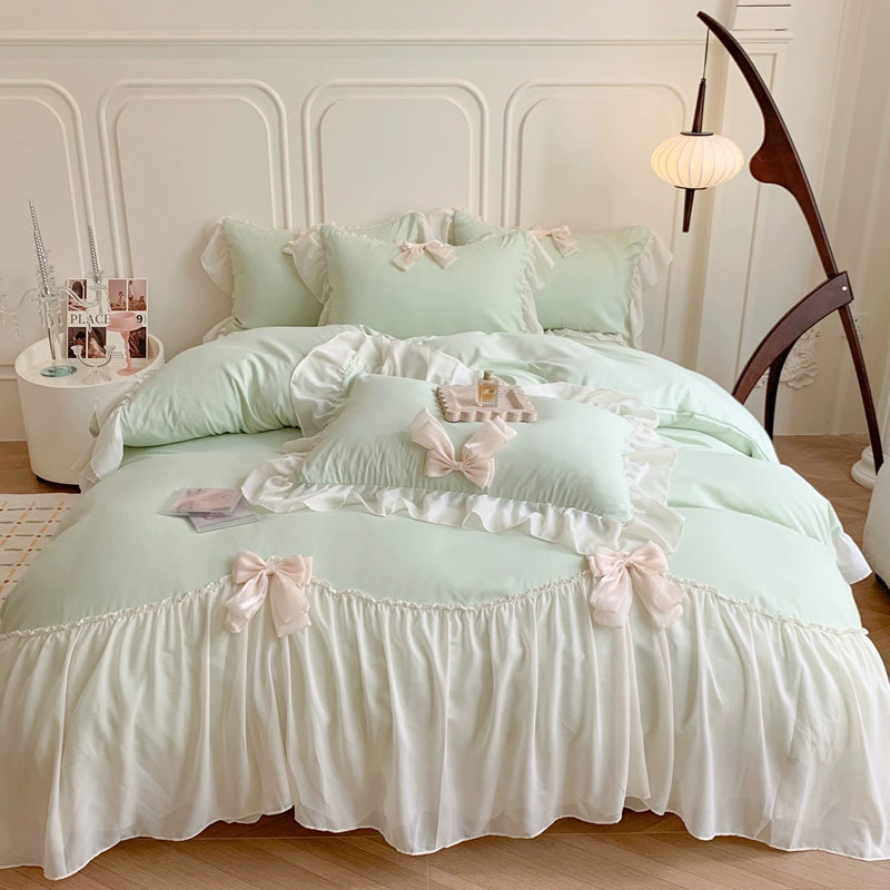 Bows Fairy Milk Powder Chiffon Sweetheart Sheets - OLM Store