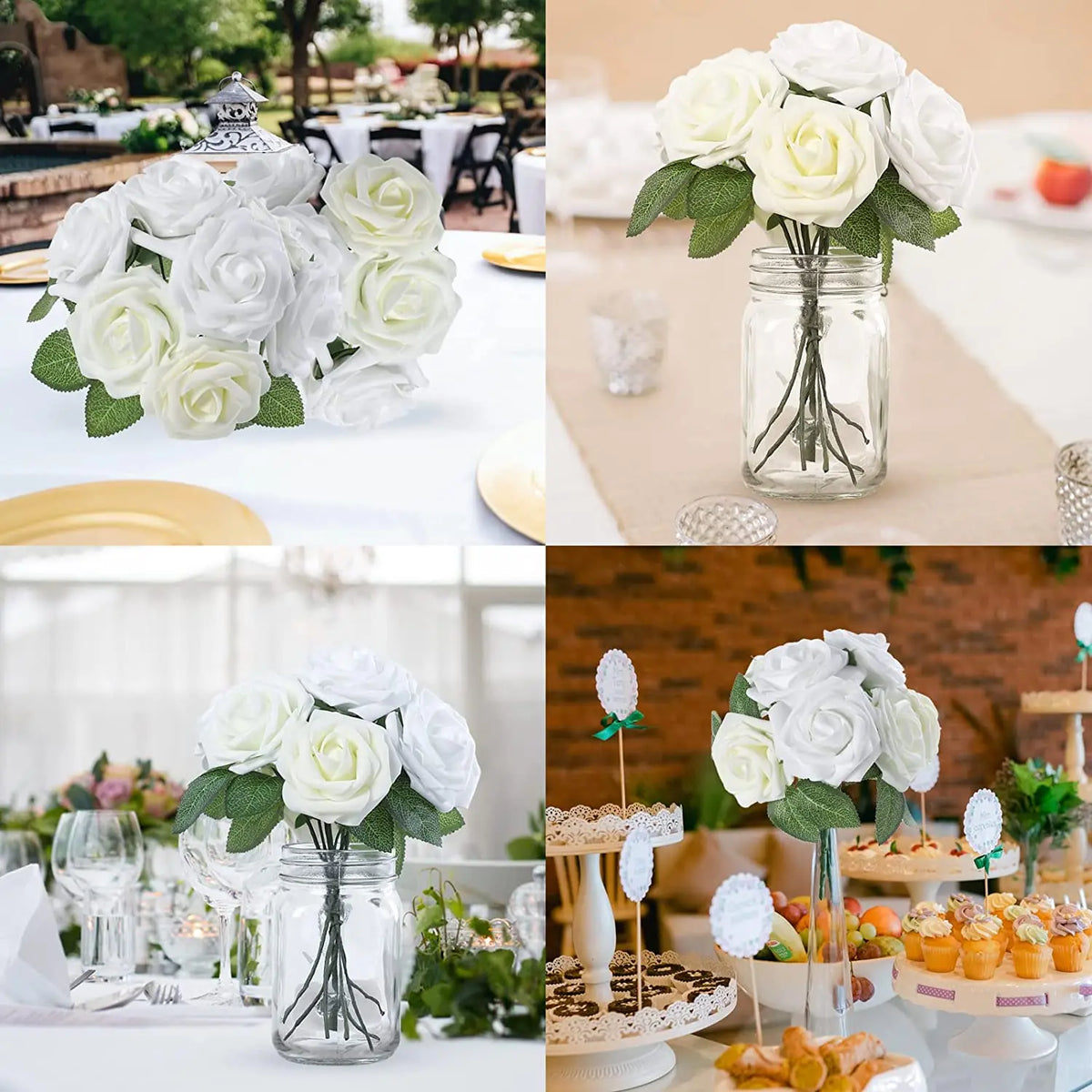 Transform Your Celebrations with Real Looking Artificial Roses - 25pcs Soft Foam Flower Heads