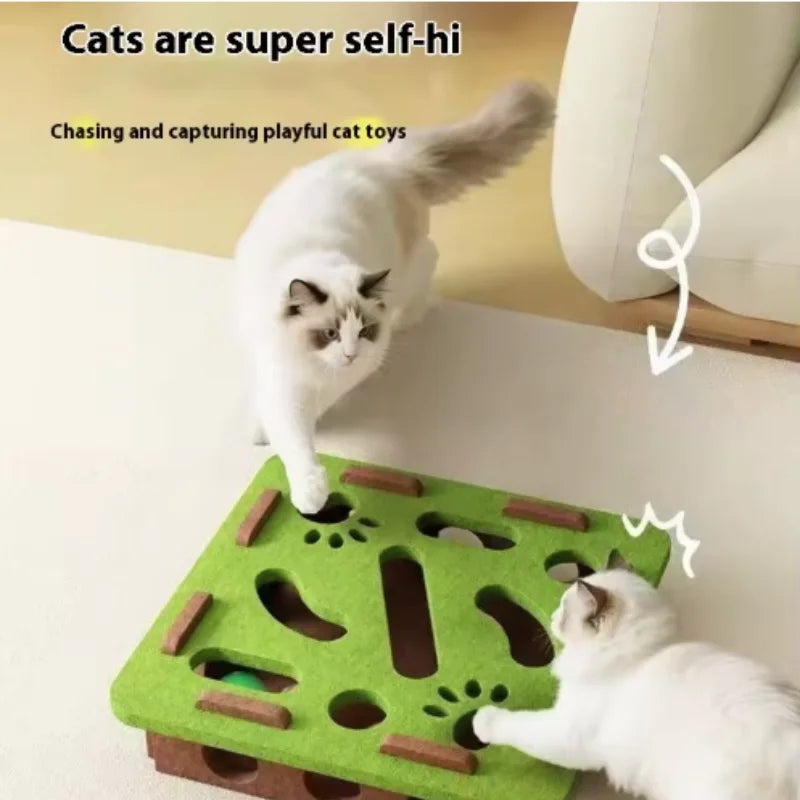 Interactive Cat Puzzle Toy – Fun Felt Maze with Bell Ball for Engaging Playtime