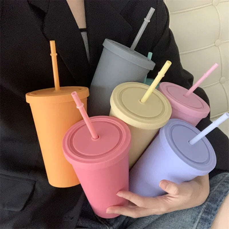 Double-layer Candy Color Straw Cup - OLM Store