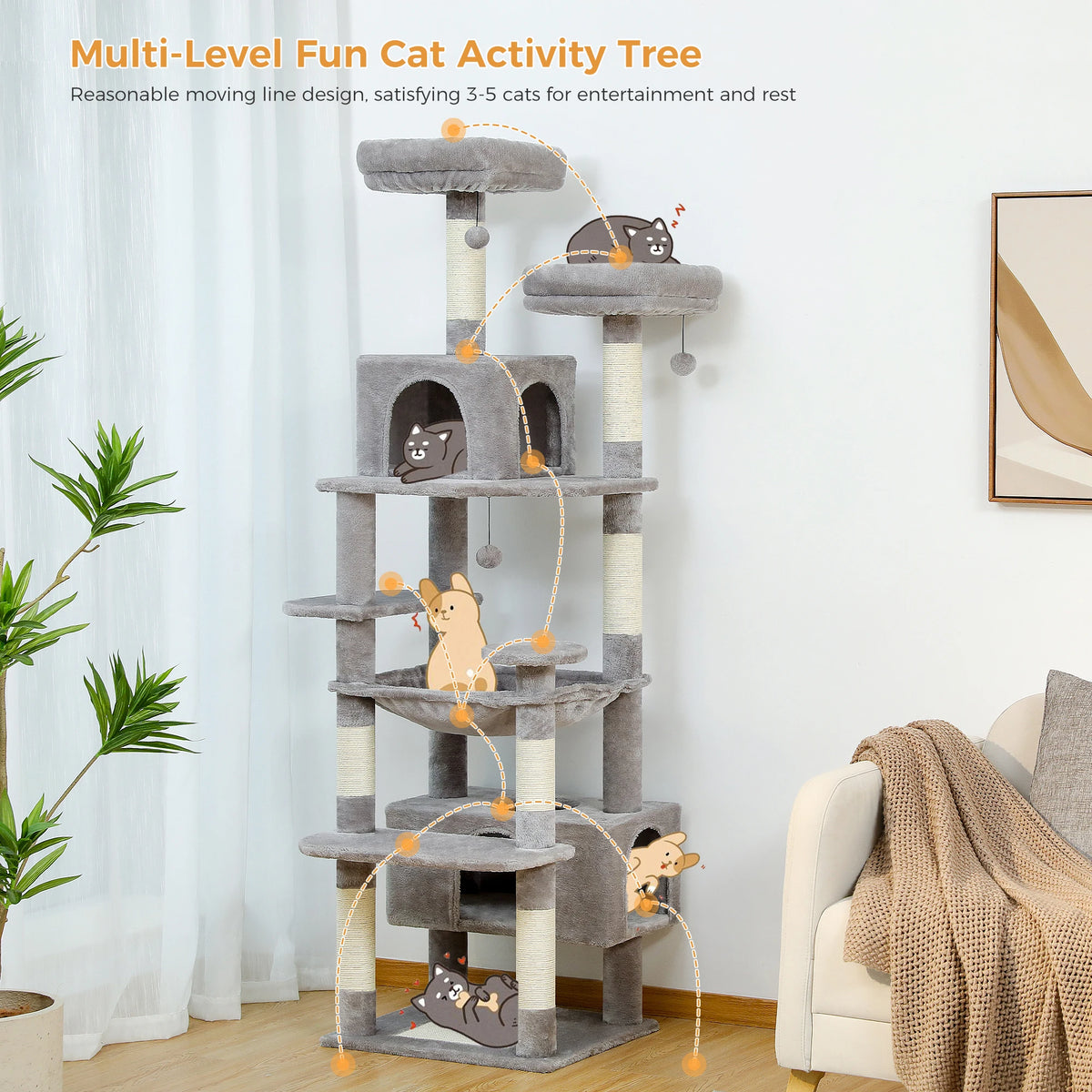 Transform Your Home with Our Large Cat Tree - 72.44 inches of Fun!