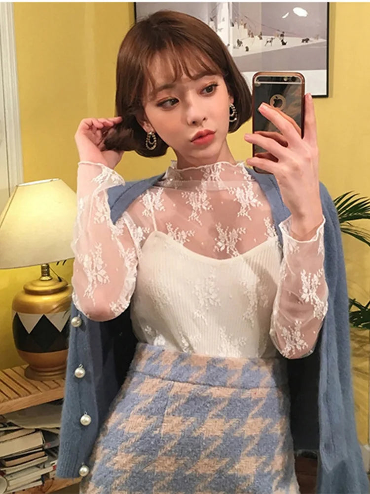 Lace Floral Embroidery Blouse - OLM Store