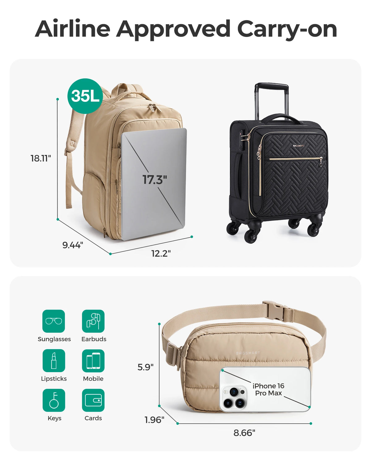 BAGSMART 35L Travel Backpack - Your Ultimate Carry-On for Effortless Journeys