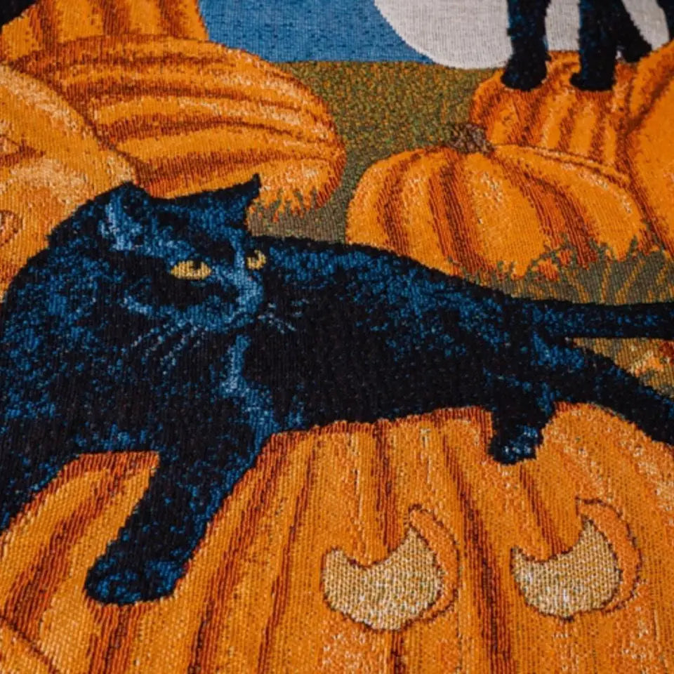 Bring Home the Comfort of the Halloween Pumpkin Cat Throw Blanket