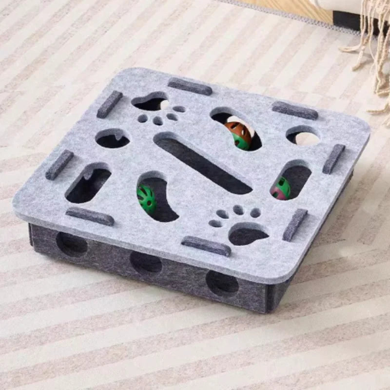 Interactive Cat Puzzle Toy – Fun Felt Maze with Bell Ball for Engaging Playtime
