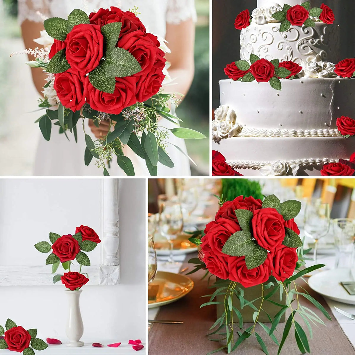 Transform Your Celebrations with Real Looking Artificial Roses - 25pcs Soft Foam Flower Heads