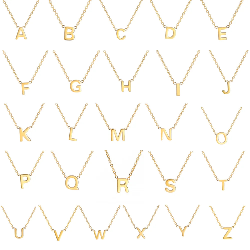 Personalized Minimalist Necklace – A-Z Initial Pendant in Stainless Steel & Gold