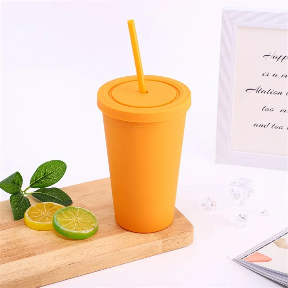 Double-layer Candy Color Straw Cup - OLM Store