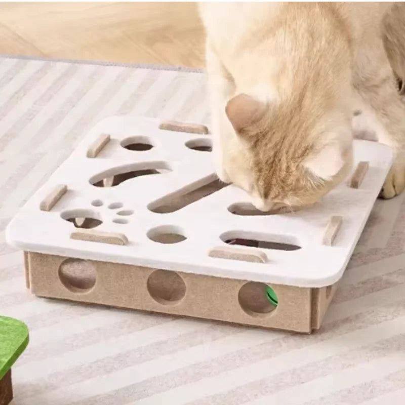 Interactive Cat Puzzle Toy – Fun Felt Maze with Bell Ball for Engaging Playtime