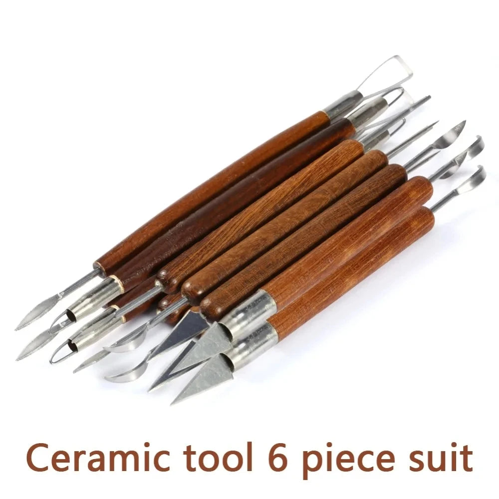 Transform Your Creativity with the Pottery Sculpting Tool Set - 6PCS Wood Handle Tools!