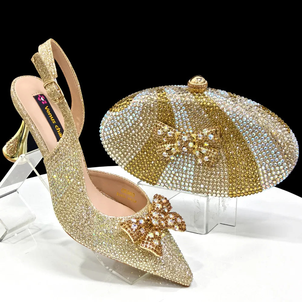 Luxurious Italian Women's Heels and Handbag Set – Perfect for Bridal and Evening Events