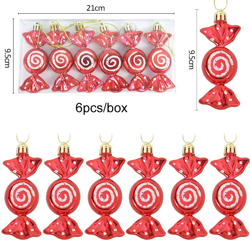 6pcs Christmas Lollipop Candy Cane Pendant - OLM Store