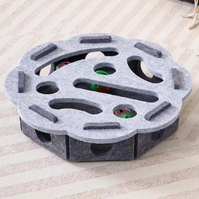Interactive Cat Puzzle Toy – Fun Felt Maze with Bell Ball for Engaging Playtime