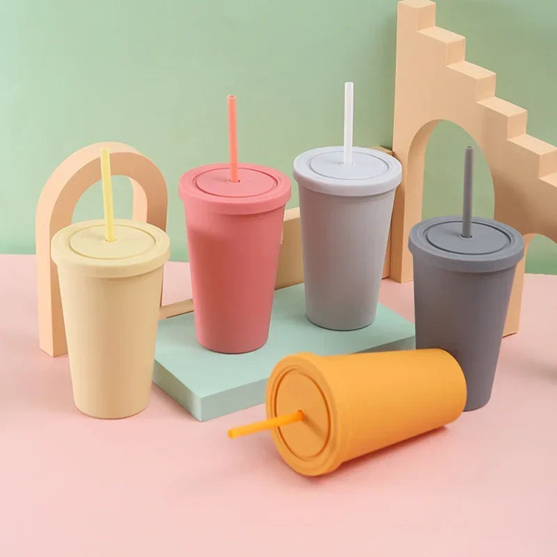 Double-layer Candy Color Straw Cup - OLM Store