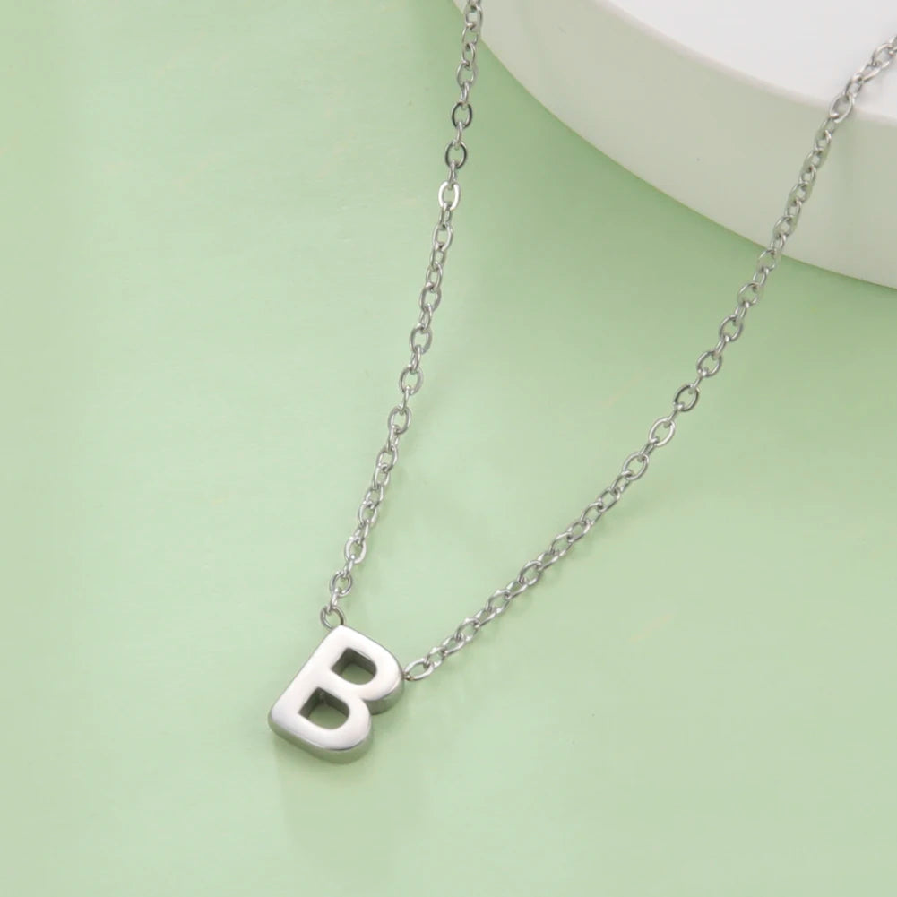 Personalized Minimalist Necklace – A-Z Initial Pendant in Stainless Steel & Gold